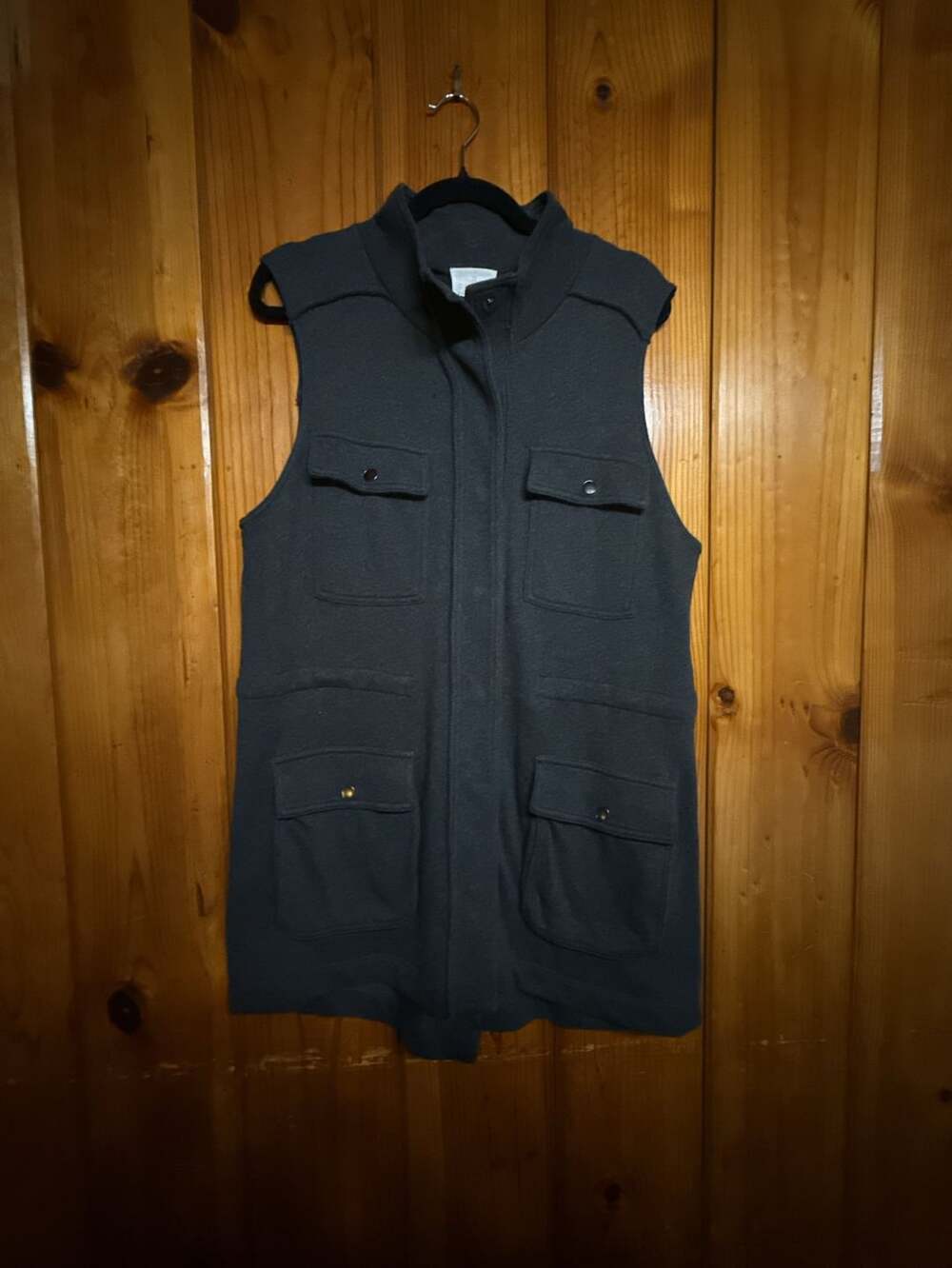 Caslon Utility Vest Size M Black Sleeveless Cargo Pocket Anorak